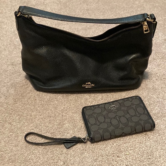Coach Handbags - COACH SHOULDER BAG. BLACK PURSE IS CLEAN! THROWING USED WALLET IN AS EXTRA. EUC
